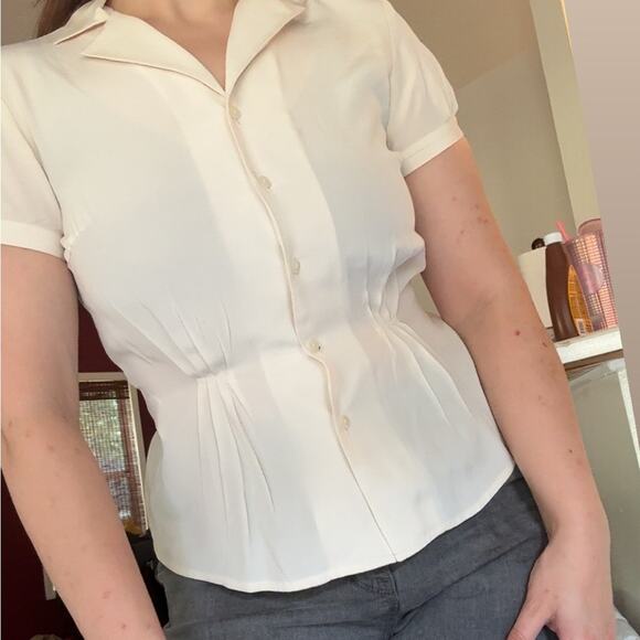 Vintage Tops - 90s silk pleat shirt